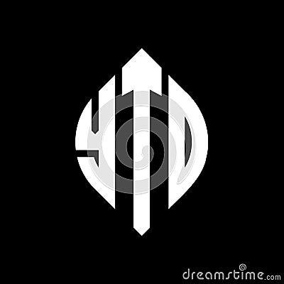 YTD circle letter logo design with circle and ellipse shape. YTD ellipse letters with typographic style. The three initials form a Vector Illustration
