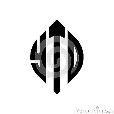 YTD circle letter logo design with circle and ellipse shape. YTD ellipse letters with typographic style. The three initials form a Vector Illustration