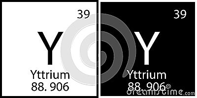 Yttrium chemical element icon. Mendeleev table. Black and white. Periodic symbol. Vector illustration. Stock image. Vector Illustration