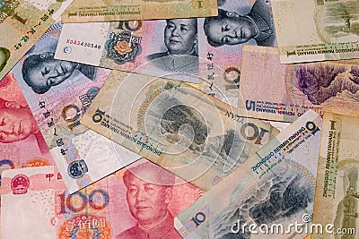 Yuan notes closeup. Chinese money is background Stock Photo