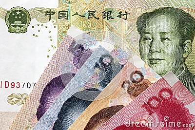 Yuan renminbi, china currency, coin and banknote Editorial Stock Photo