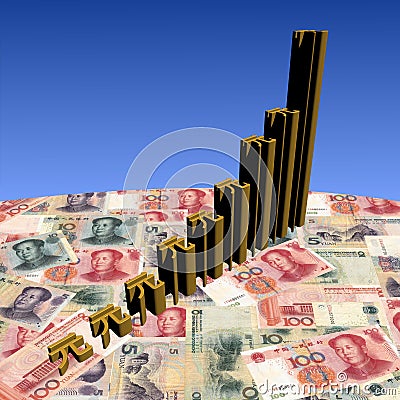 Yuan symbol graph on currency Cartoon Illustration