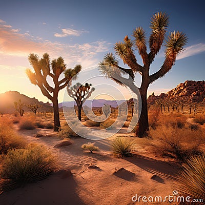 Yucca brevifolia: Commonly Known as Joshua Tree, Yucca Palm, Tree Yucca, and Palm Tree Yucca Stock Photo