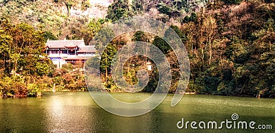 Yuecheng Lake in Mount Qingcheng Shan in Dujiangyan Stock Photo