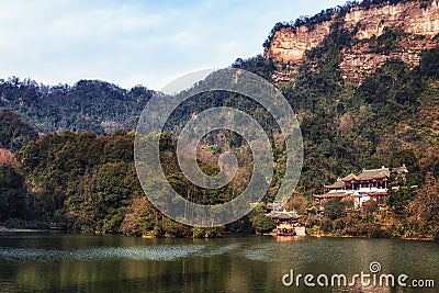 Yuecheng Lake in Mount Qingcheng Shan in Dujiangyan Stock Photo