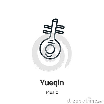 Yueqin outline vector icon. Thin line black yueqin icon, flat vector simple element illustration from editable music and Vector Illustration