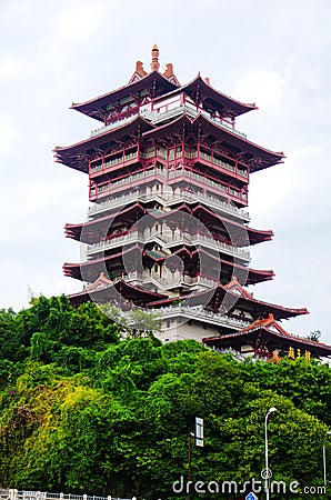 Yuewang tower in Mianyang, Sichuan, China Editorial Stock Photo