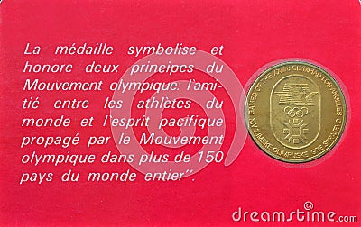 Medallion - Olympic Games Sarajevo - Los Angeles 1984 Editorial Stock Photo
