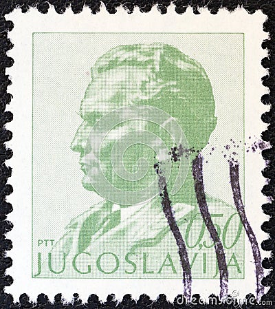 YUGOSLAVIA - CIRCA 1974: A stamp printed in Yugoslavia shows President Tito, circa 1974. Editorial Stock Photo