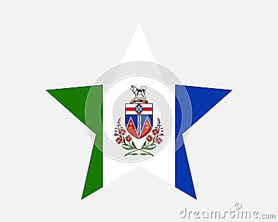 Yukon Canada Star Flag. YT Canadian Five Point Star Shape Province Flag. Vector Illustration