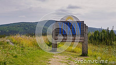 Yukon Canada Welcome Road Sign Editorial Stock Photo