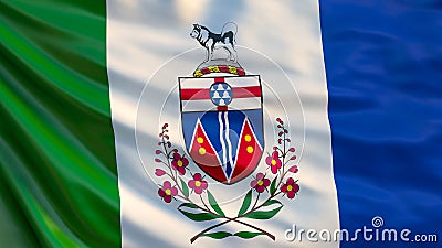 Yukon flag. Waving flag of Yukon province, Canada Stock Photo