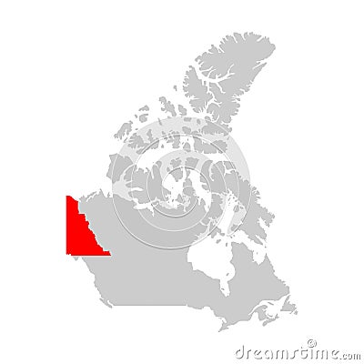Yukon territory highlighted on the map of Canada Vector Illustration