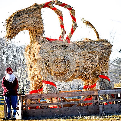 The Yule Goat - Scandinavian Christmas Symbol Editorial Stock Photo