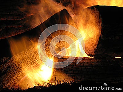 Yule Log Fire Stock Photo