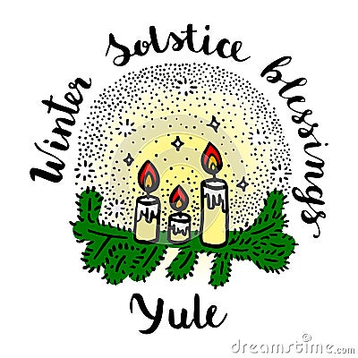 Yule winter solstice day greeting card. Vector Illustration