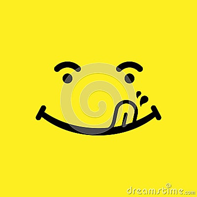 Yummi smile emoticon cartoon symbol Vector Illustration