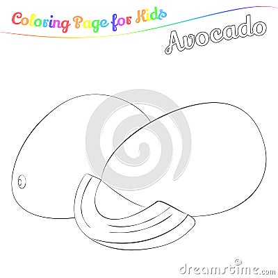 Yummy avocado for coloring in imple cartoon style. Page for art coloring book for kids. Vector illustration Vector Illustration