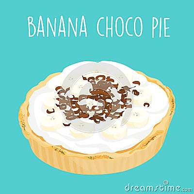 Yummy banana chocolate pie Vector Illustration