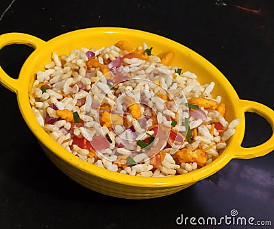 Yummy Bhel Puri like puffy rice snacks Stock Photo