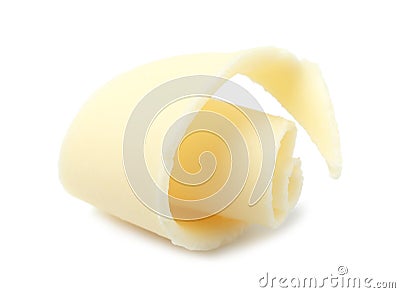Yummy chocolate curl for decor on white Stock Photo