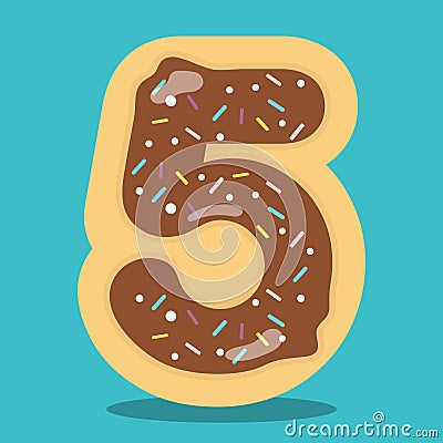 YUMMY CHOCOLATE DONUT NUMBERS 05 Vector Illustration