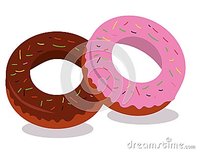 Yummy chocolate donuts with strawberry Vector Illustration
