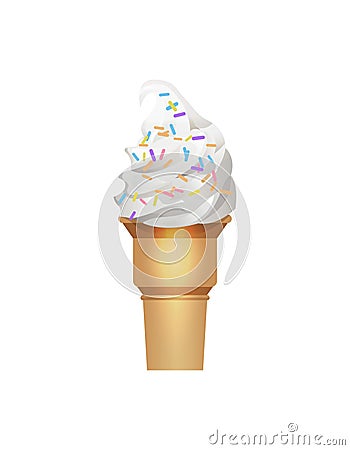 Yummy creamy ice cream scoop isolated icon Vector Illustration