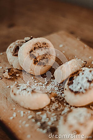 Yummy dessert with cottage cheese and coconut Stock Photo