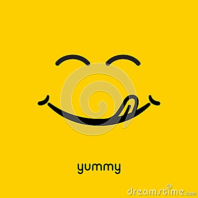 Yummy face smile delicious icon logo. Yummy tongue emoji tasty or hungry mouth smile Vector Illustration