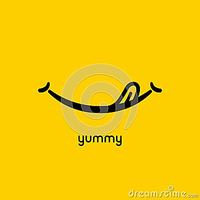 Yummy face smile delicious icon logo. Yummy tongue emoji tasty or hungry mouth smile Vector Illustration
