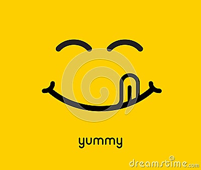 Yummy face smile delicious icon logo. Yummy tongue emoji tasty or hungry mouth smile Vector Illustration