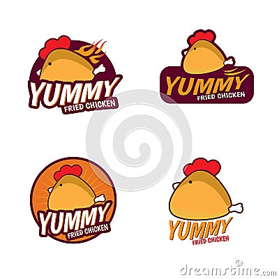 Yummy Fried chicken logo vector set design Vector Illustration