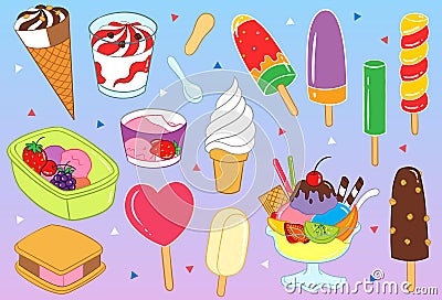 Yummy Ice Cream and Parfait Vector Illustration Vector Illustration