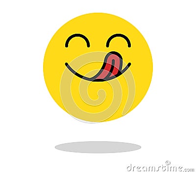 Yummy icon. Hungry smiling face with mouth and tongue. Delicious, tasty mood vector cartoon symbol Vector Illustration