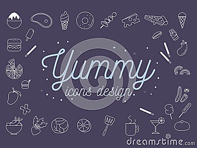 Yummy Icons Design Set.Vector Illustration. Stock Photo