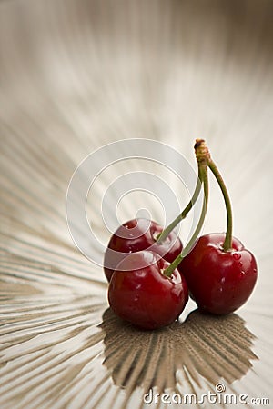 Juicy three red fruits (cherries or gean) Stock Photo