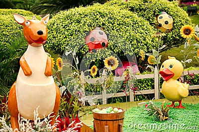 Guangzhou, China - July 11, 2018: Cute animal figures in Yuntai Garden. Editorial Stock Photo