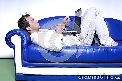 Yuppie with laptop Stock Photo