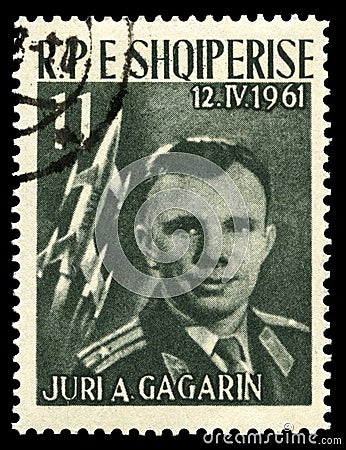 Yuri Gagarin Vintage Postage Stamp Editorial Stock Photo