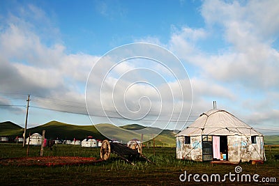 Yurt and lele vehicle Stock Photo