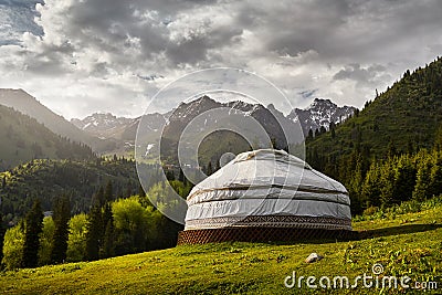 Yurt Nomad house in the mountains Stock Photo