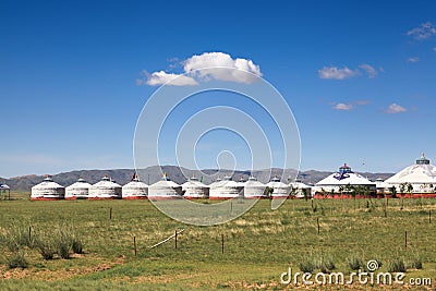 Yurts on grassland Stock Photo