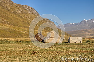 Yurts in Kyrgyzstan Stock Photo