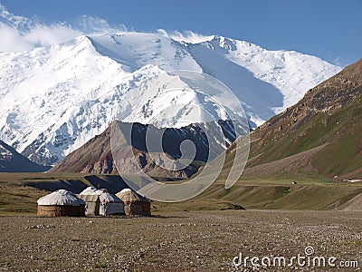 Yurts in Pamir Stock Photo