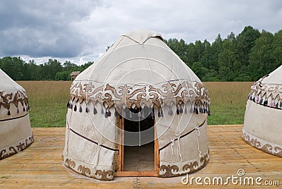 Yurts replicas Stock Photo