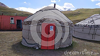 Yurts in the village in Pamir highway, Kyrgyzstan Editorial Stock Photo