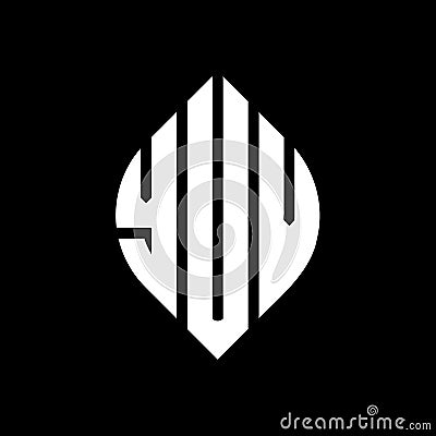 YUV circle letter logo design with circle and ellipse shape. YUV ellipse letters with typographic style. The three initials form a Vector Illustration