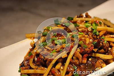 Yuxiang shredded pork in plate Stock Photo