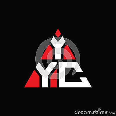 YYC triangle letter logo design with triangle shape. YYC triangle logo design monogram. YYC triangle vector logo template with red Vector Illustration
